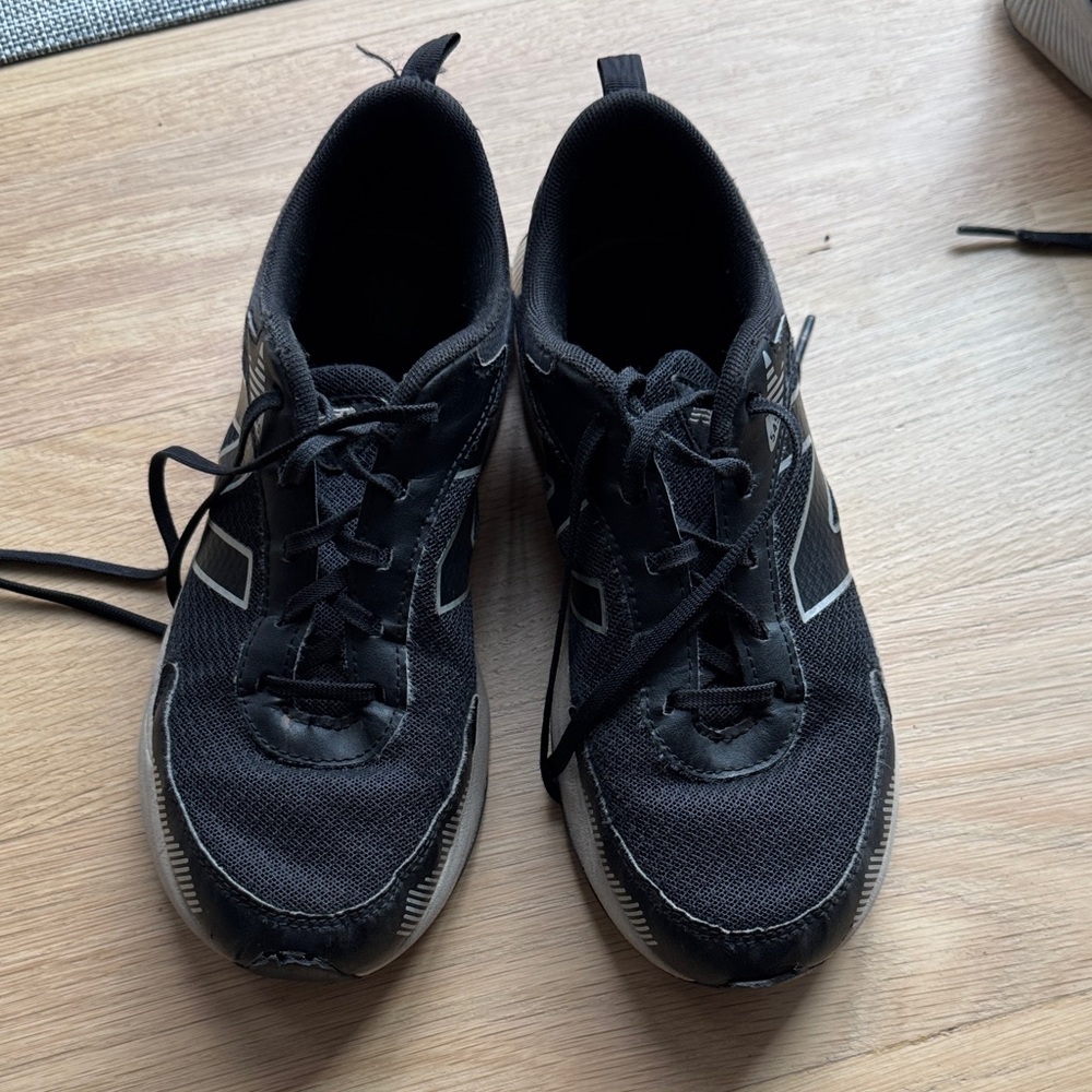 New Balance Kids Black and Gray Lace-Up Sneakers